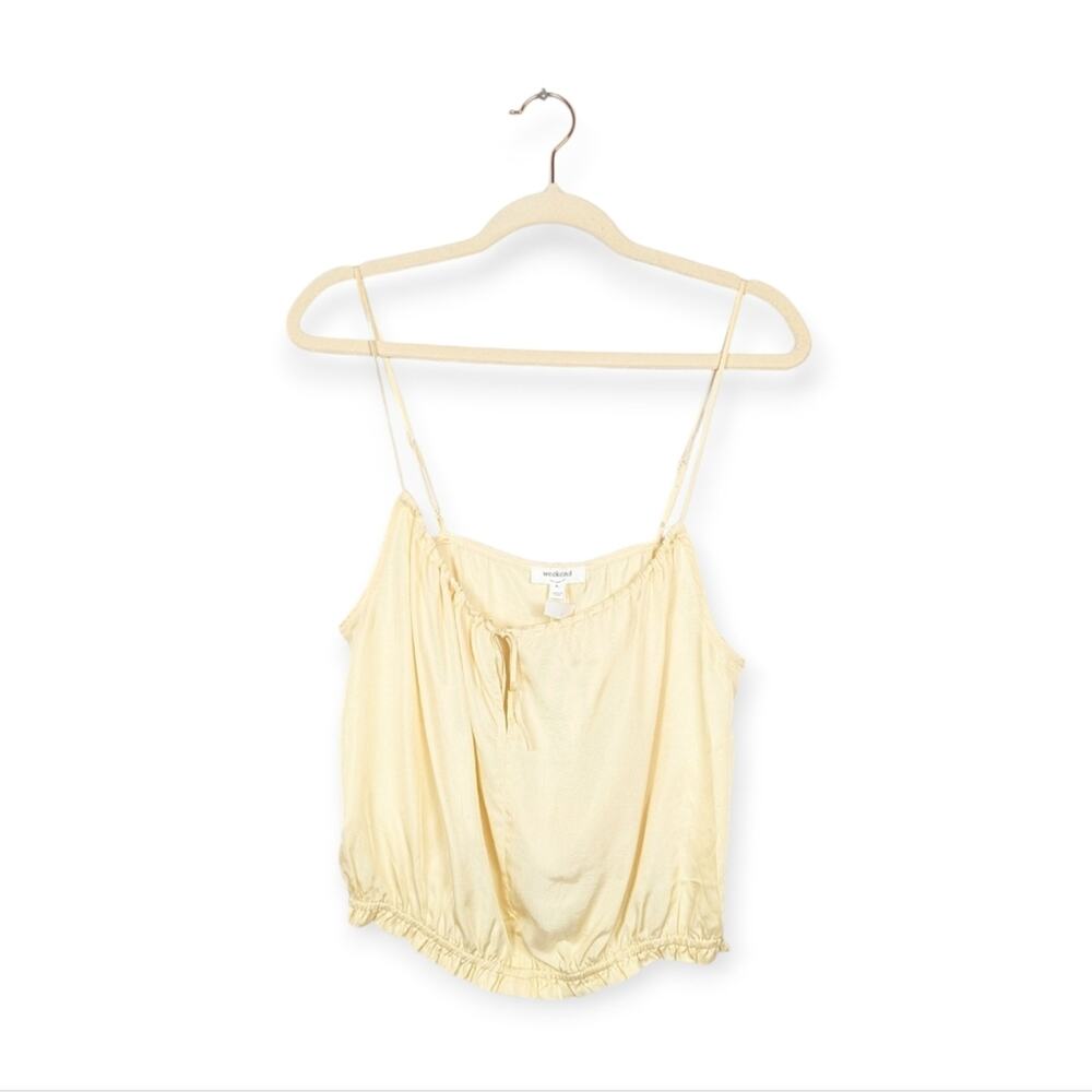 NWT Weekend Los Angeles Moonstone Pale Yellow Cropped Cami Top Size L